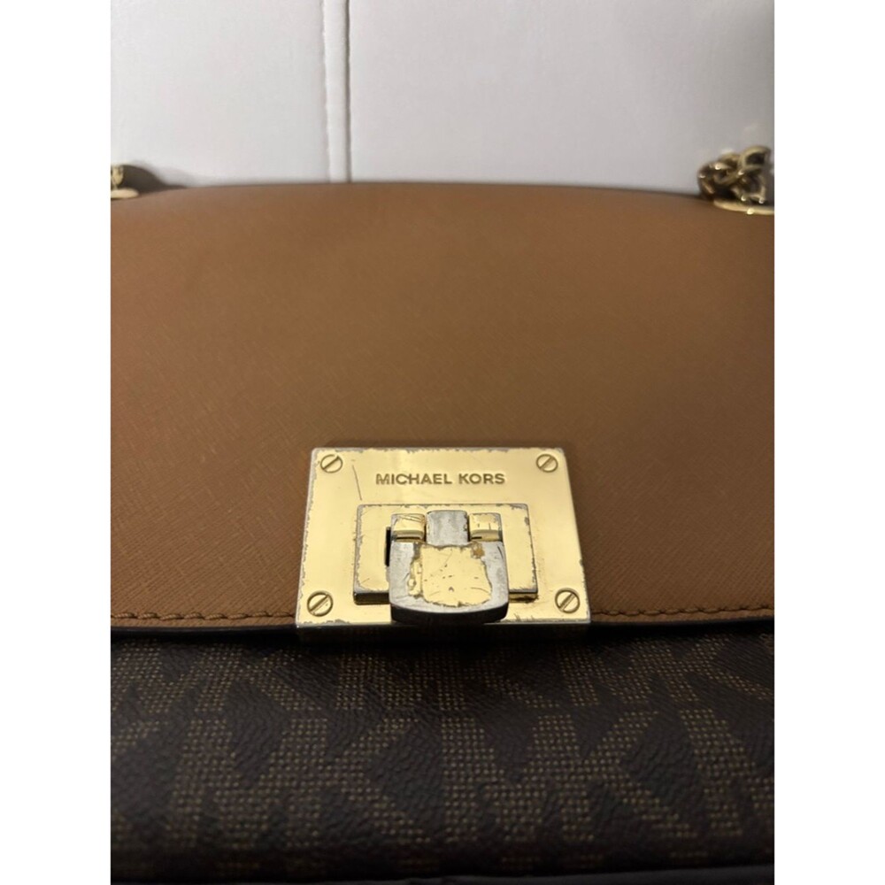 Michael Kors Brown and Tan Chain-Handle Shoulder Bag
